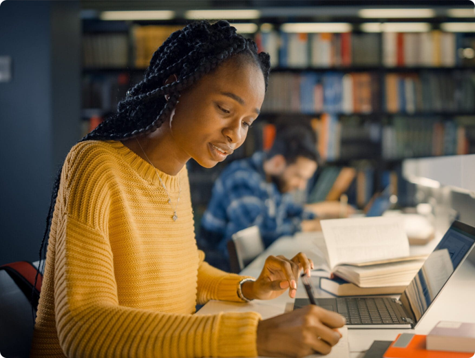 Student working on laptop